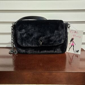 Gilda Paris Black Faux Fur Crossbody Bag